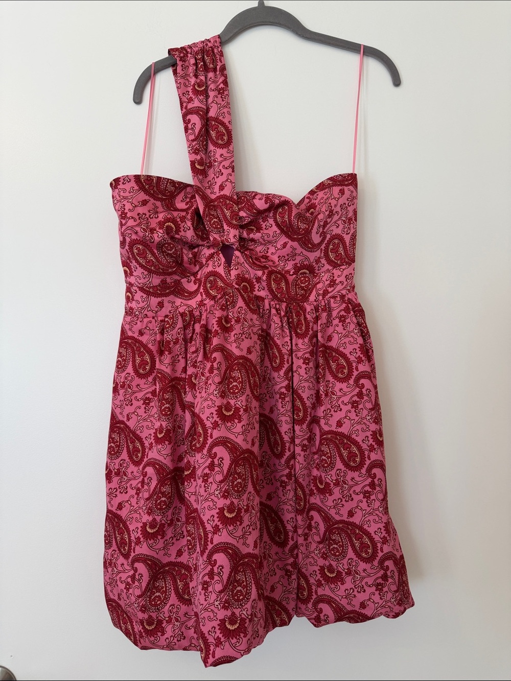 Likely Pink Paisley One-Shoulder Mini Dress Wedding Bubble Revolve 8 Medium - Picture 5 of 10